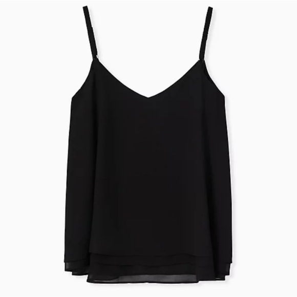 Torrid V Neck Layered Black Chiffon Sophie Swing Tank Size 1X - Picture 1 of 4